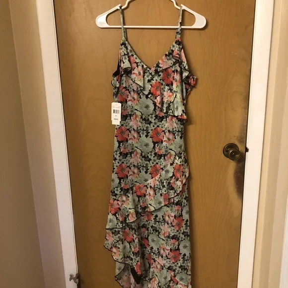 NWT Juniors No Comment Crista Asymmetrical Mesh Midi-Slip Dress size medium - Picture 3 of 11